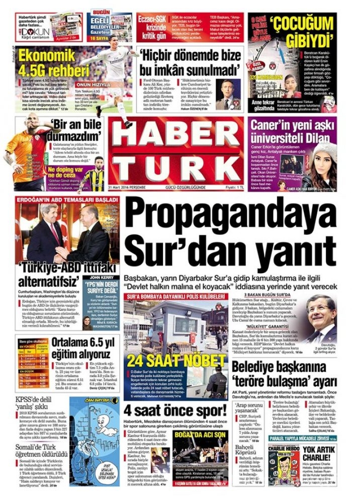 Günün gazete manşetleri - 31 Mart 2016