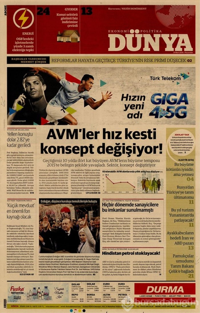 Günün gazete manşetleri - 31 Mart 2016