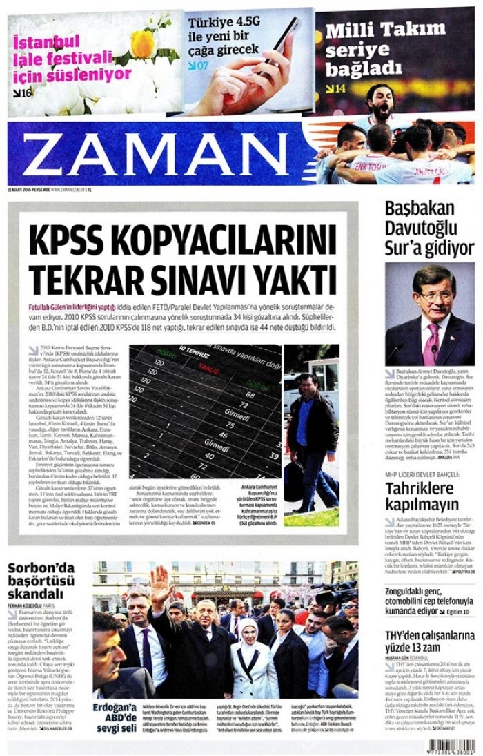 Günün gazete manşetleri - 31 Mart 2016