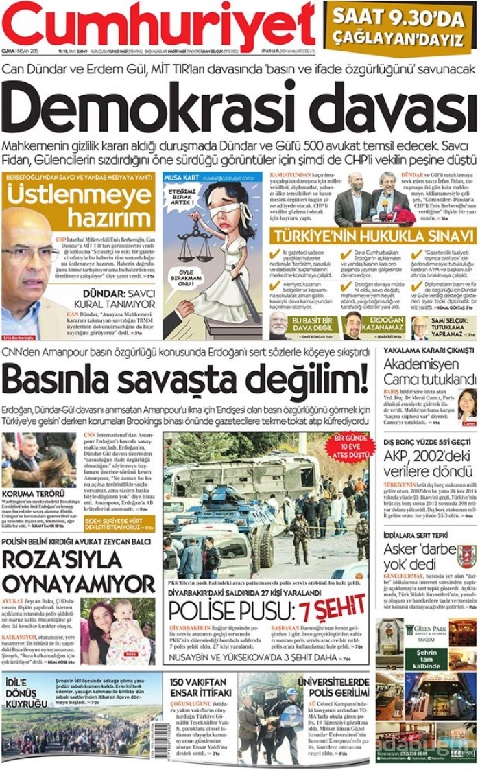 Günün gazete manşetleri - 1 Nisan 2016
