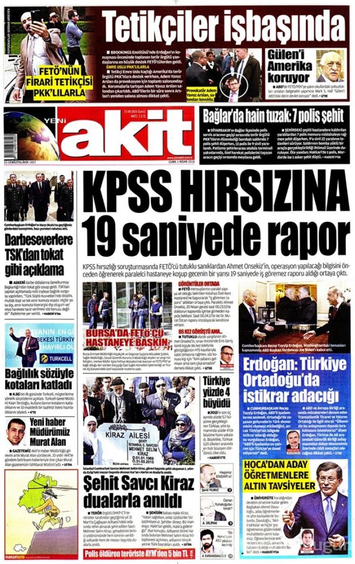 Günün gazete manşetleri - 1 Nisan 2016
