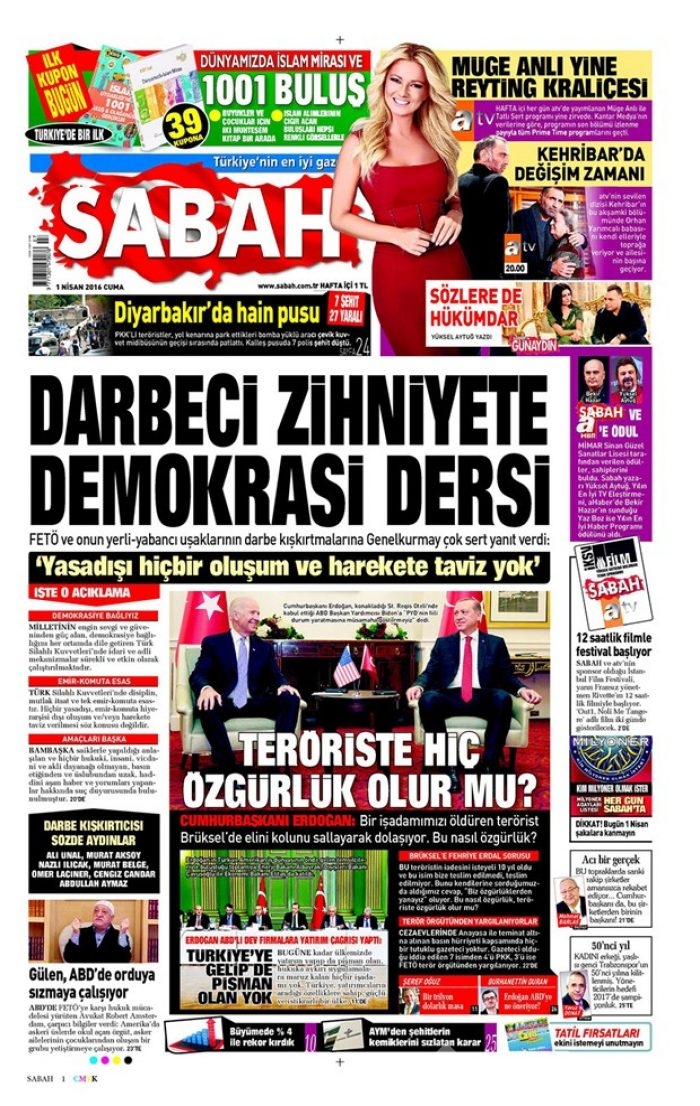 Günün gazete manşetleri - 1 Nisan 2016
