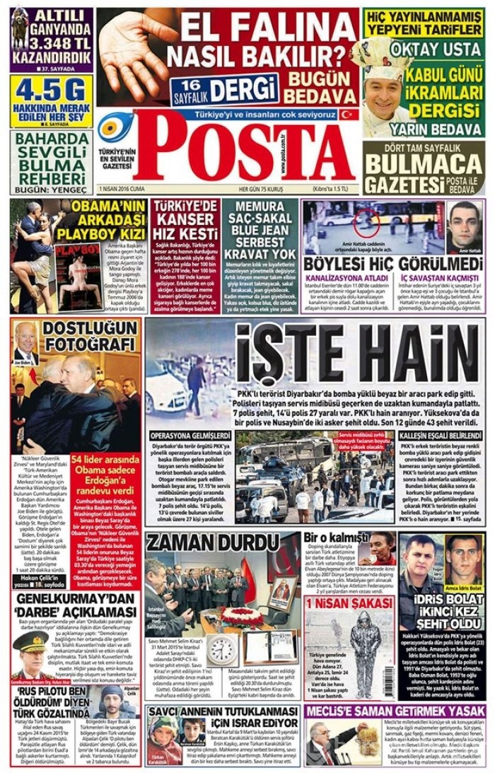 Günün gazete manşetleri - 1 Nisan 2016
