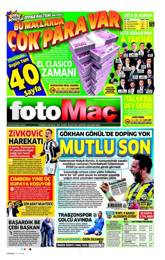 Günün gazete manşetleri - 1 Nisan 2016
