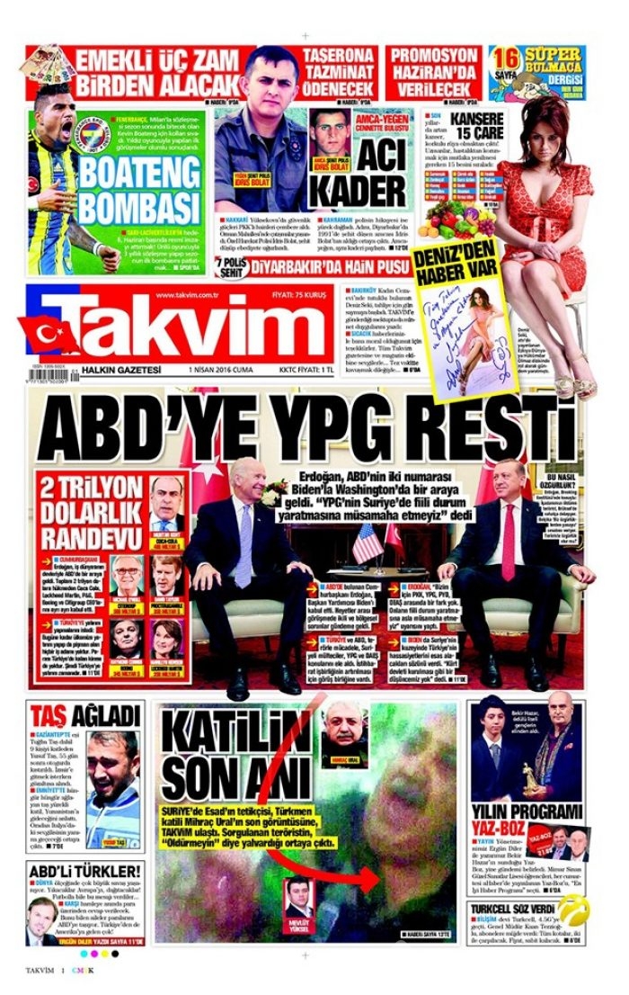 Günün gazete manşetleri - 1 Nisan 2016

