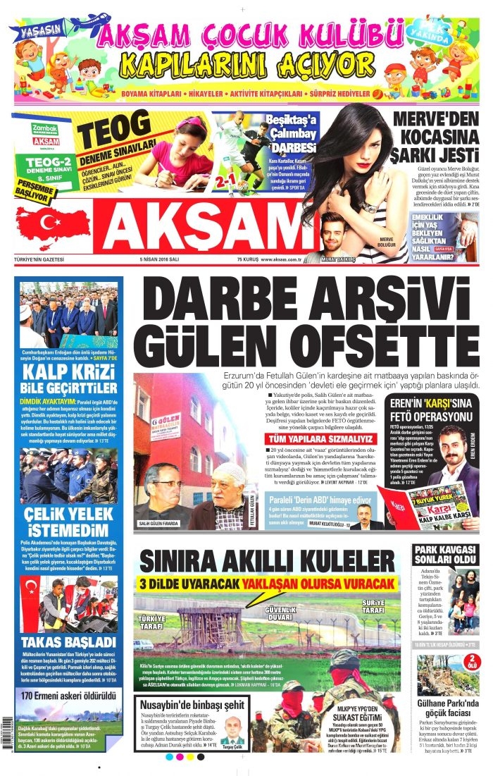 5 Nisan 2016 gazete manşetleri