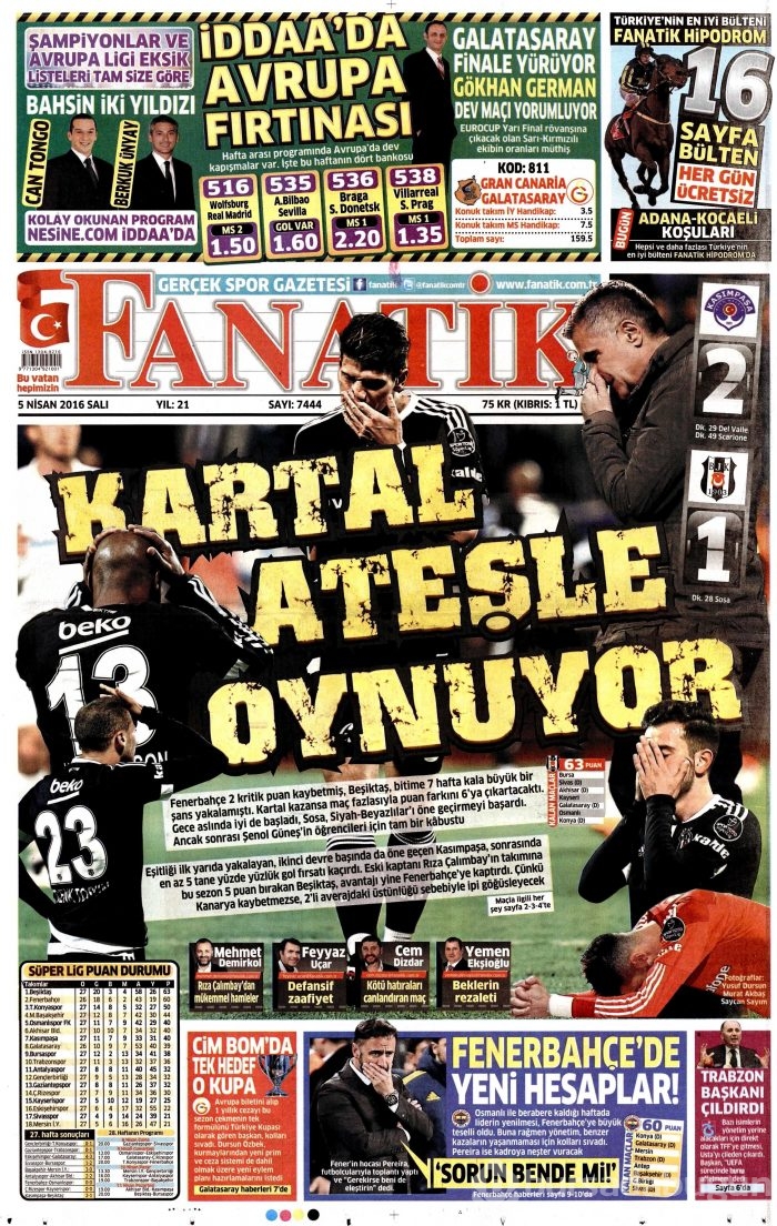5 Nisan 2016 gazete manşetleri