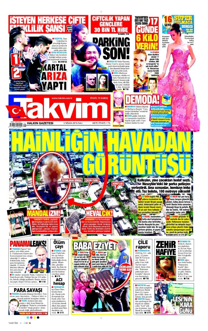 5 Nisan 2016 gazete manşetleri