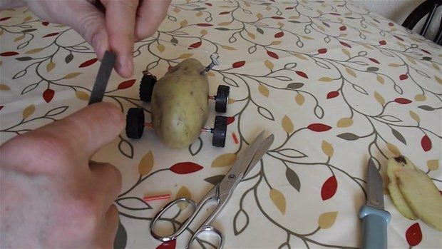 Patatesten oyuncak araba yaptı