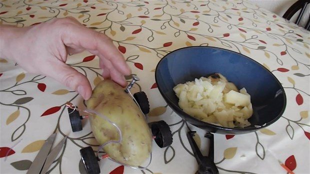 Patatesten oyuncak araba yaptı