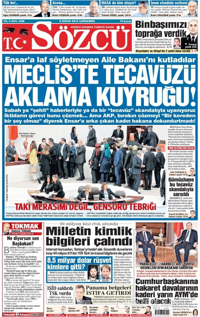 Günün gazete manşetleri - 6 Nisan 2016
