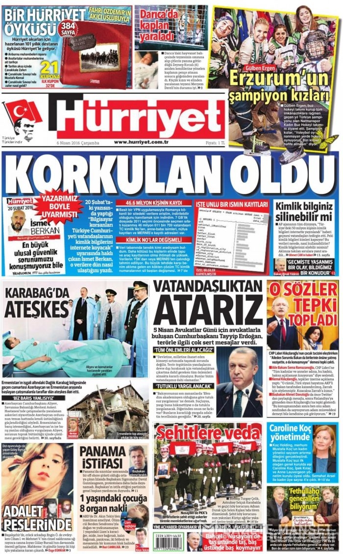 Günün gazete manşetleri - 6 Nisan 2016
