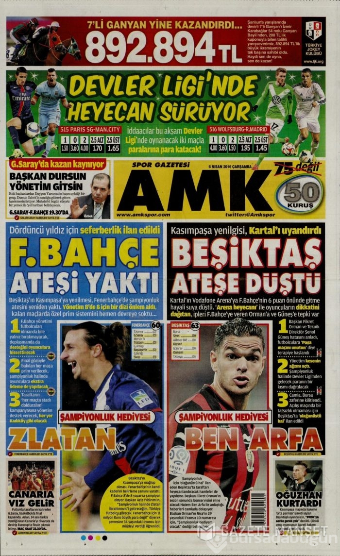 Günün gazete manşetleri - 6 Nisan 2016
