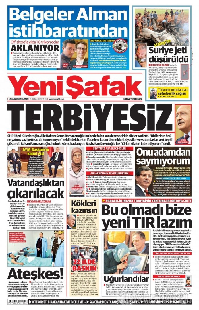 Günün gazete manşetleri - 6 Nisan 2016
