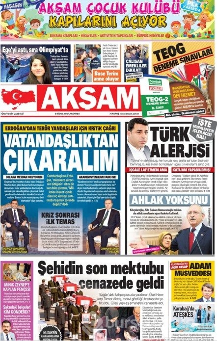 Günün gazete manşetleri - 6 Nisan 2016
