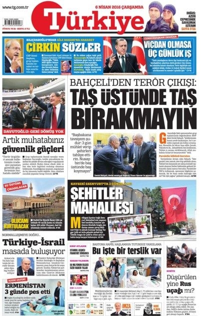 Günün gazete manşetleri - 6 Nisan 2016
