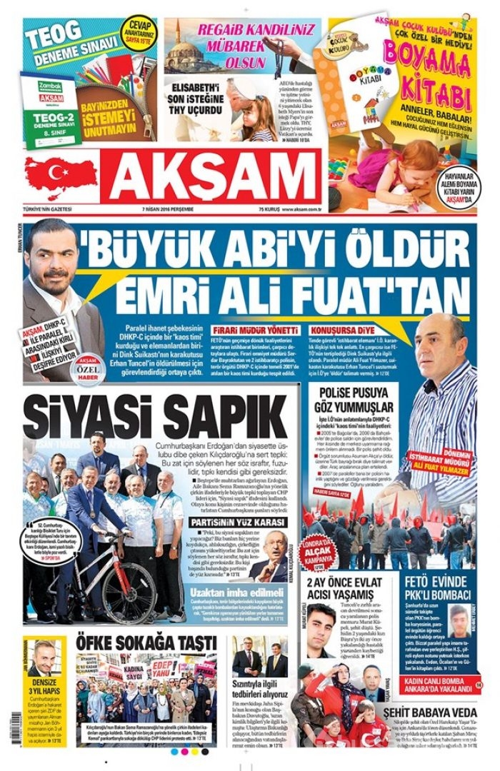 Günün gazete manşetleri - 7 Nisan 2016