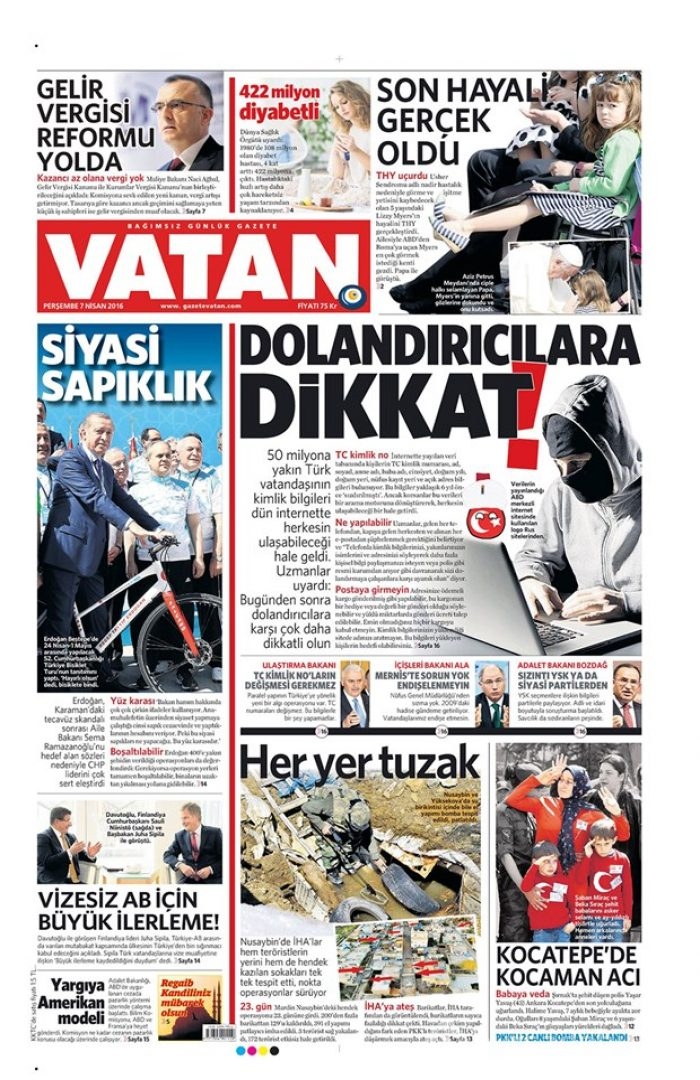 Günün gazete manşetleri - 7 Nisan 2016