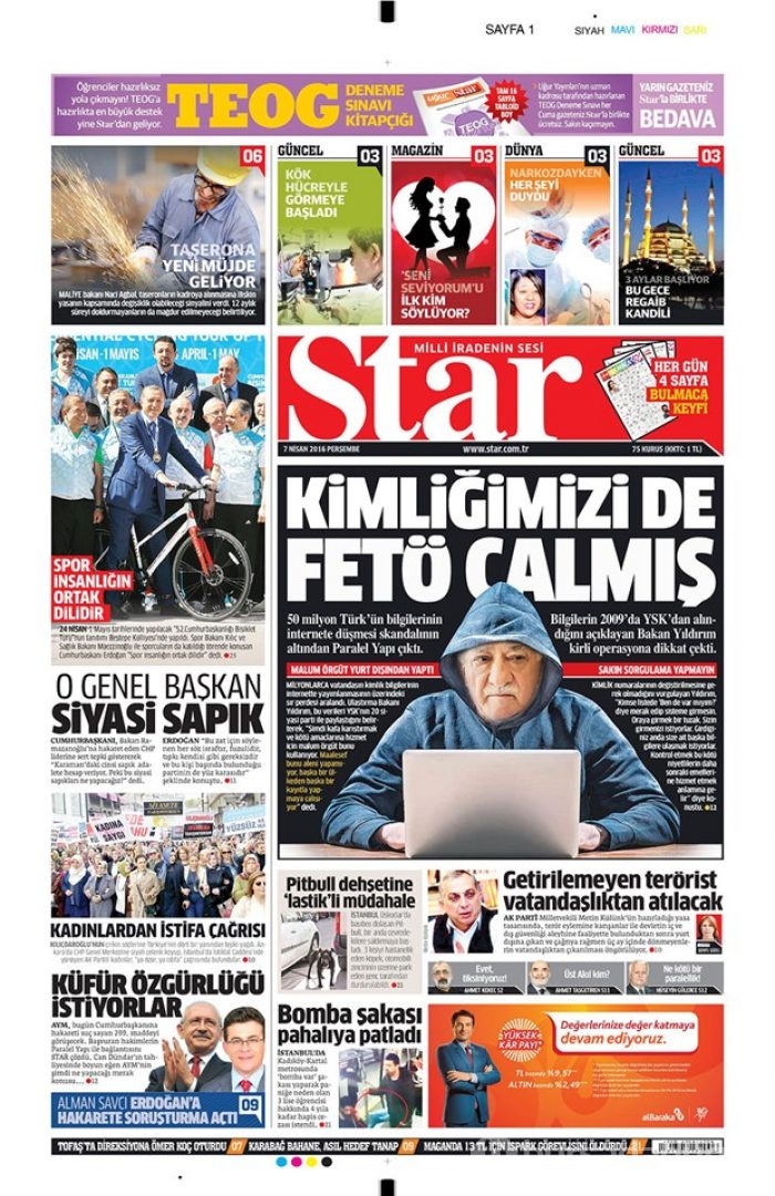 Günün gazete manşetleri - 7 Nisan 2016