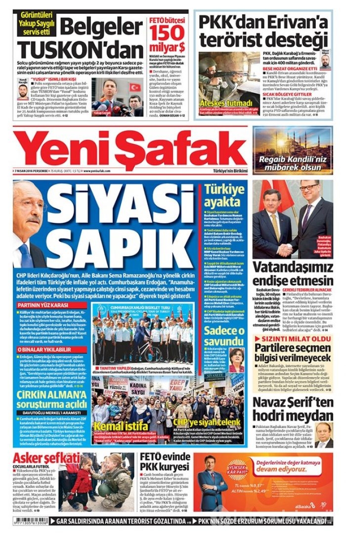 Günün gazete manşetleri - 7 Nisan 2016