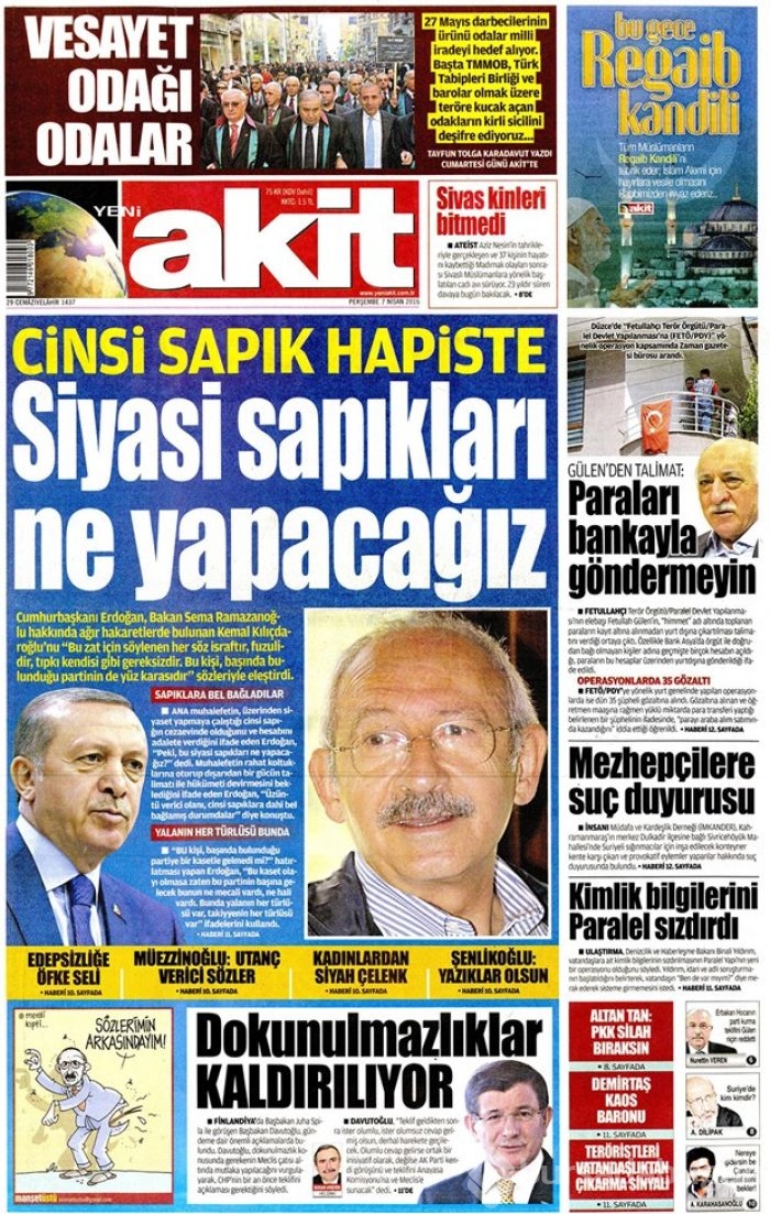 Günün gazete manşetleri - 7 Nisan 2016