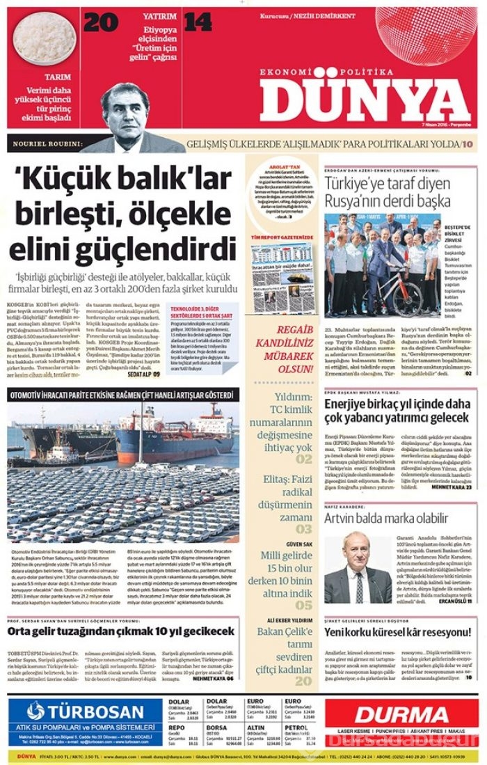 Günün gazete manşetleri - 7 Nisan 2016