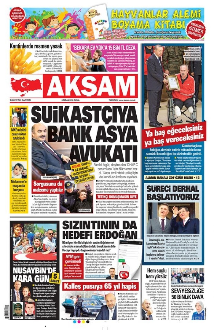 Günün gazete manşetleri - 8 Nisan 2016