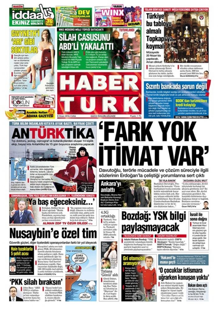 Günün gazete manşetleri - 8 Nisan 2016