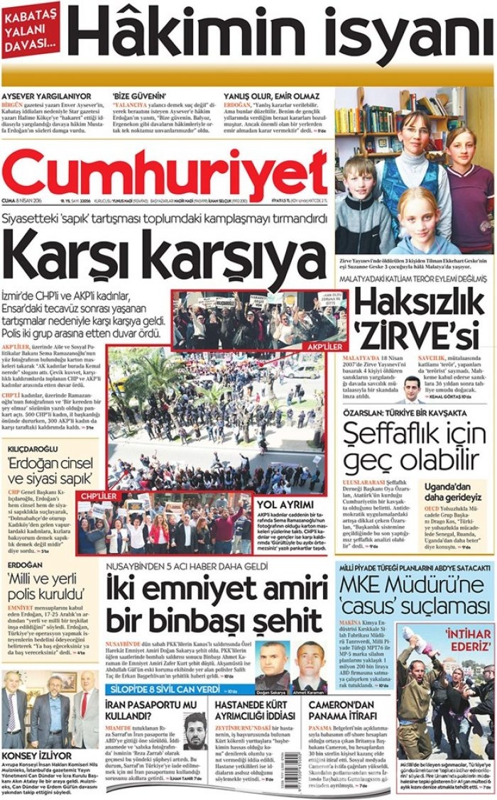 Günün gazete manşetleri - 8 Nisan 2016