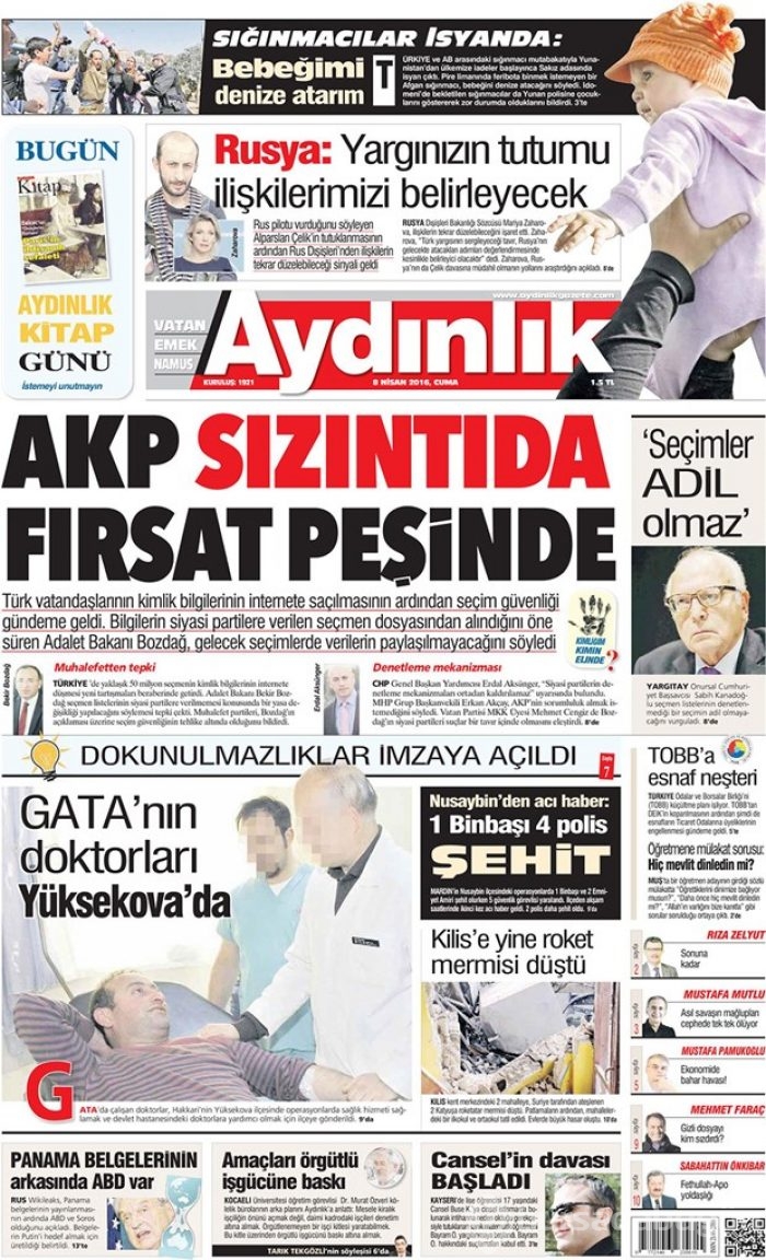Günün gazete manşetleri - 8 Nisan 2016