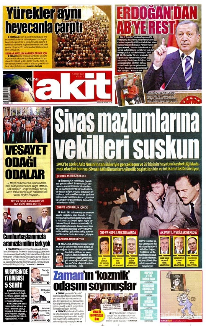 Günün gazete manşetleri - 8 Nisan 2016
