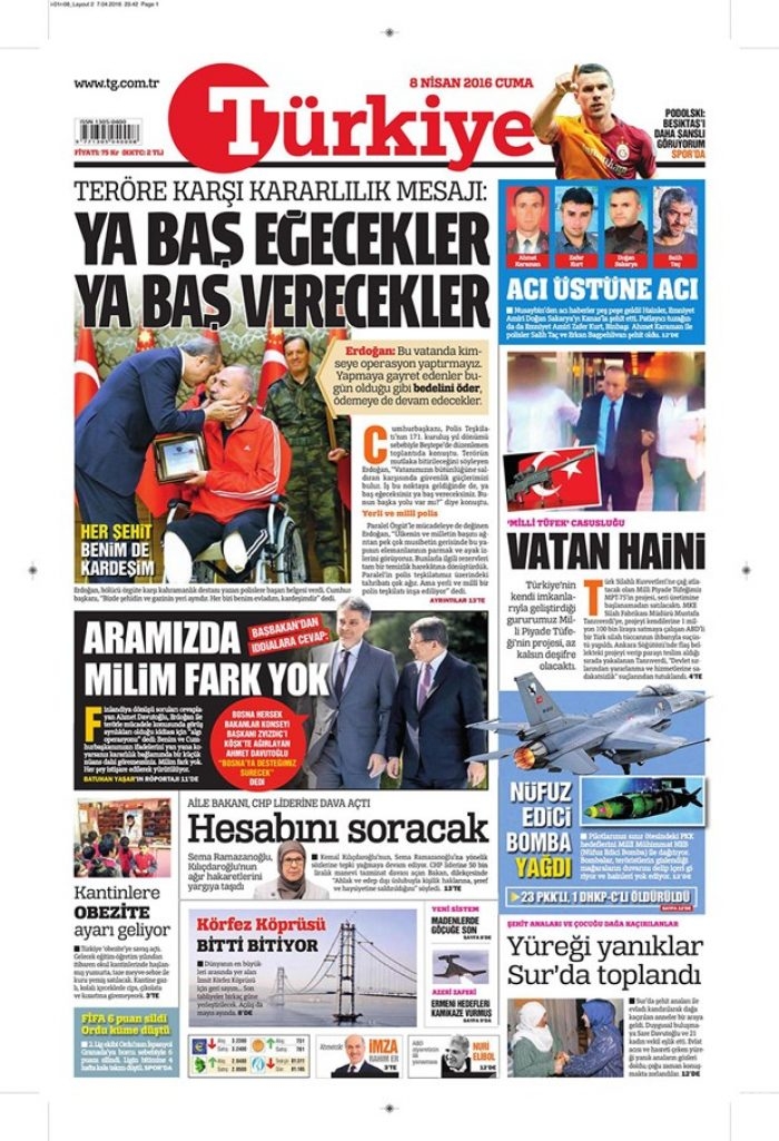 Günün gazete manşetleri - 8 Nisan 2016