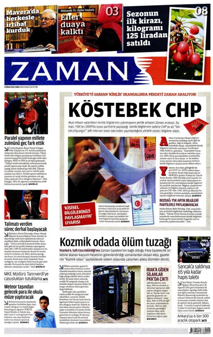 Günün gazete manşetleri - 8 Nisan 2016