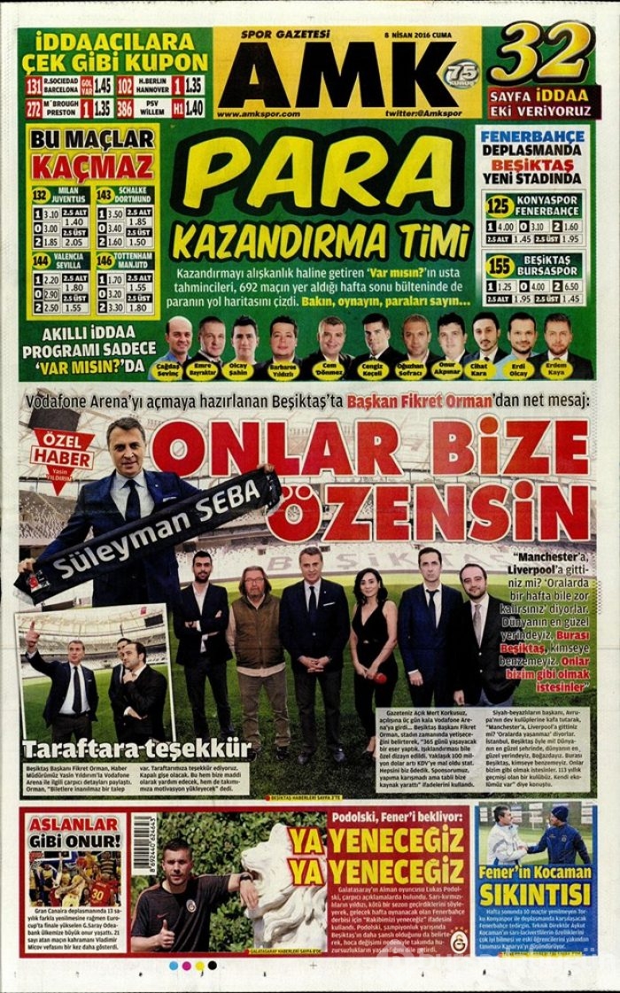 Günün gazete manşetleri - 8 Nisan 2016