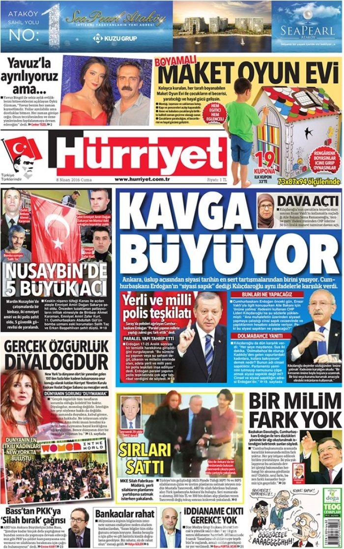 Günün gazete manşetleri - 8 Nisan 2016