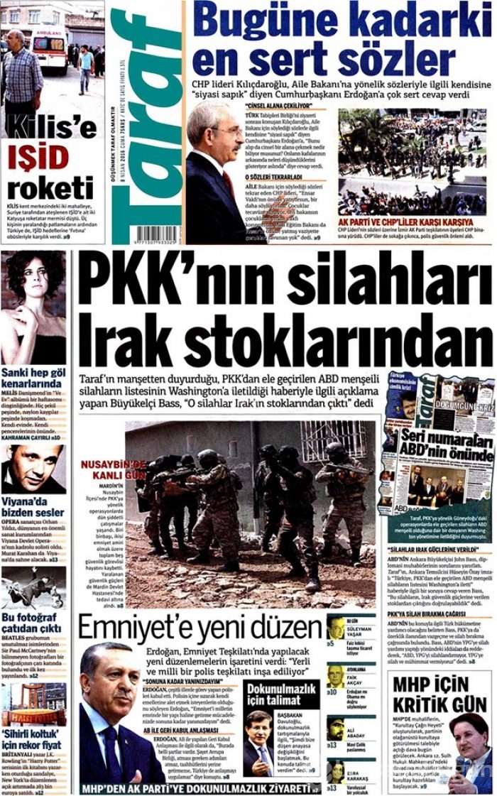 Günün gazete manşetleri - 8 Nisan 2016