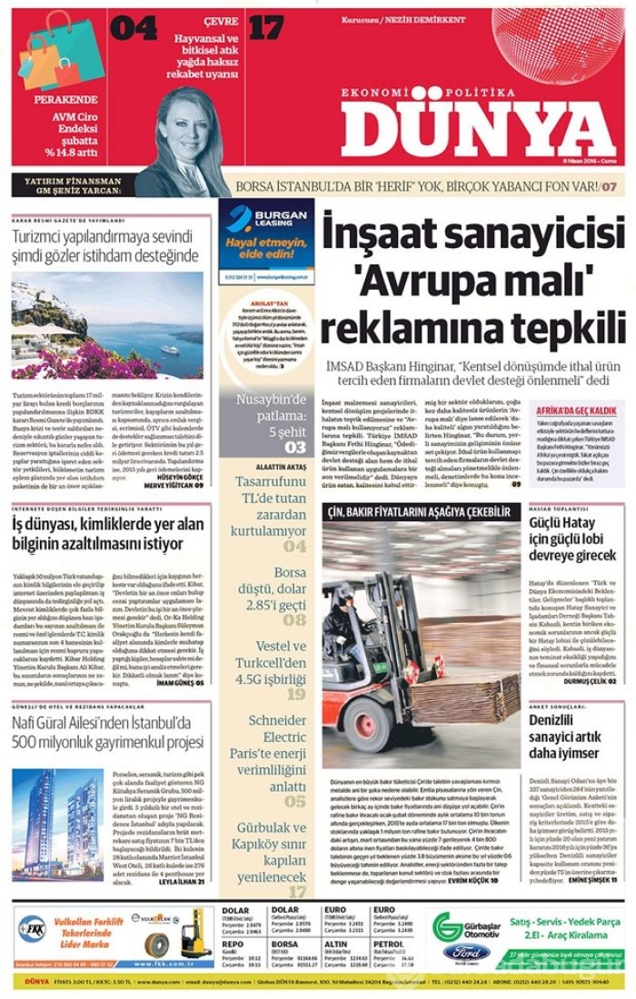 Günün gazete manşetleri - 8 Nisan 2016