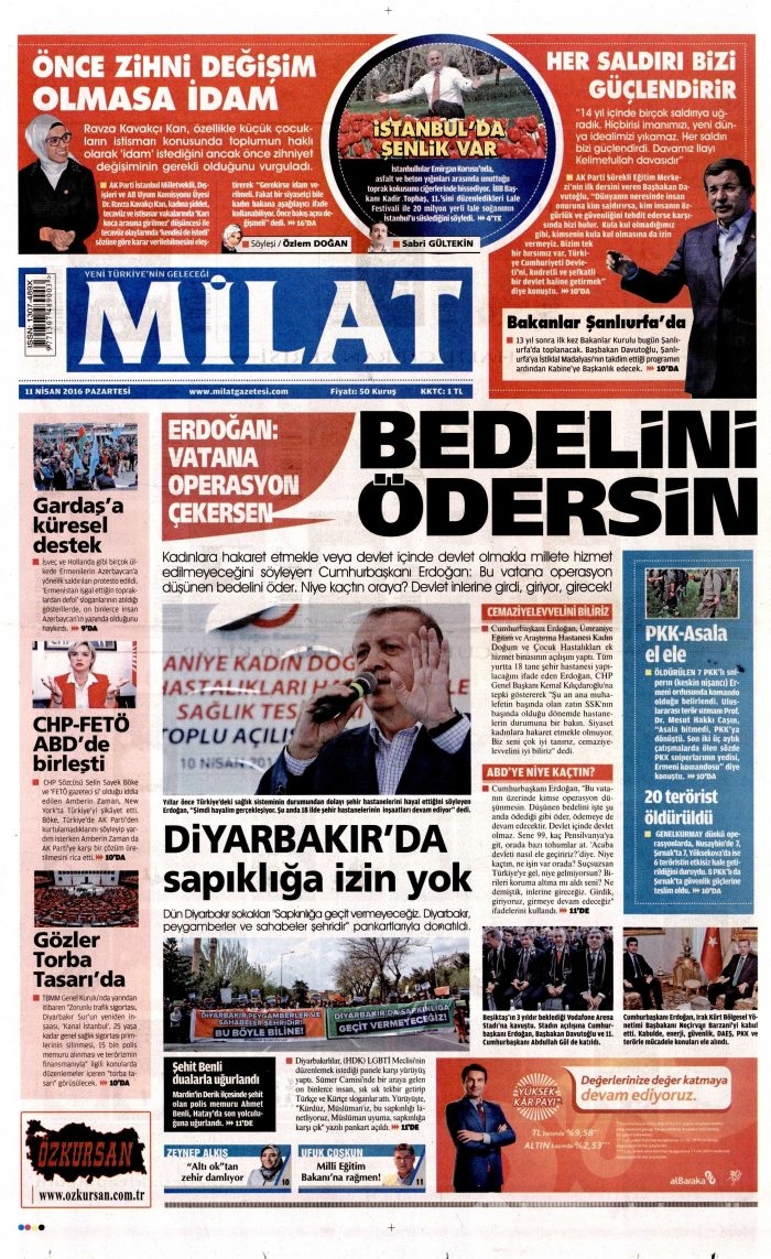 11 Nisan gazete manşetleri