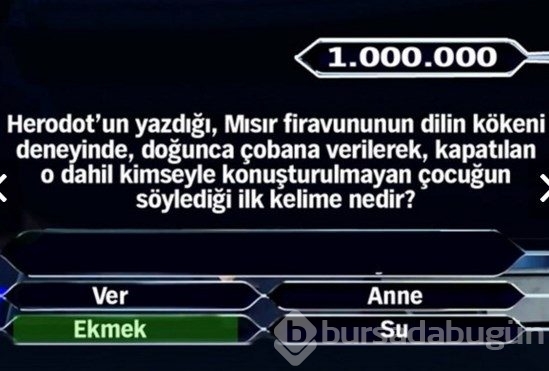 1 Milyon liralık 11 final sorusu