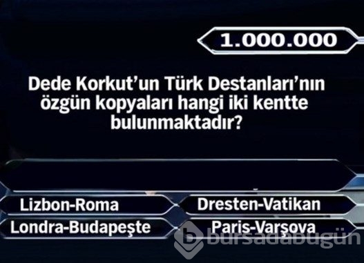 1 Milyon liralık 11 final sorusu