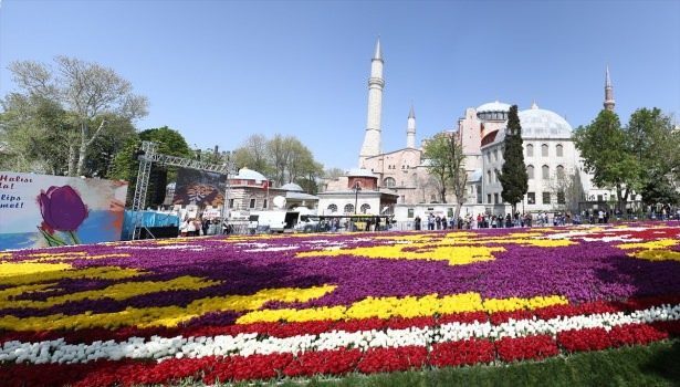 Dünyanın en büyük canlı 'lale halısı' büyüledi