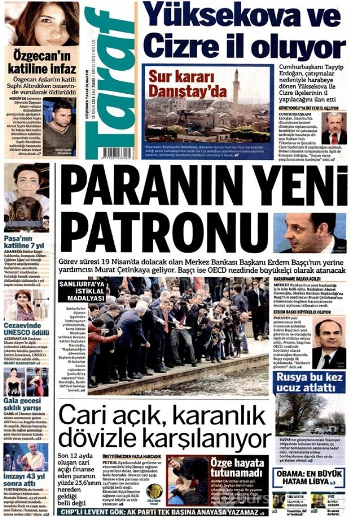 Günün gazete manşetleri - 12 Nisan 2016