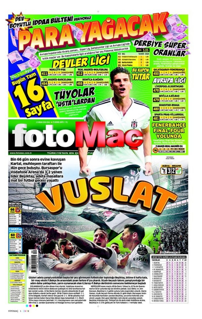 Günün gazete manşetleri - 12 Nisan 2016