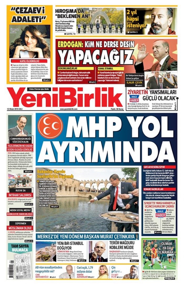 Günün gazete manşetleri - 12 Nisan 2016