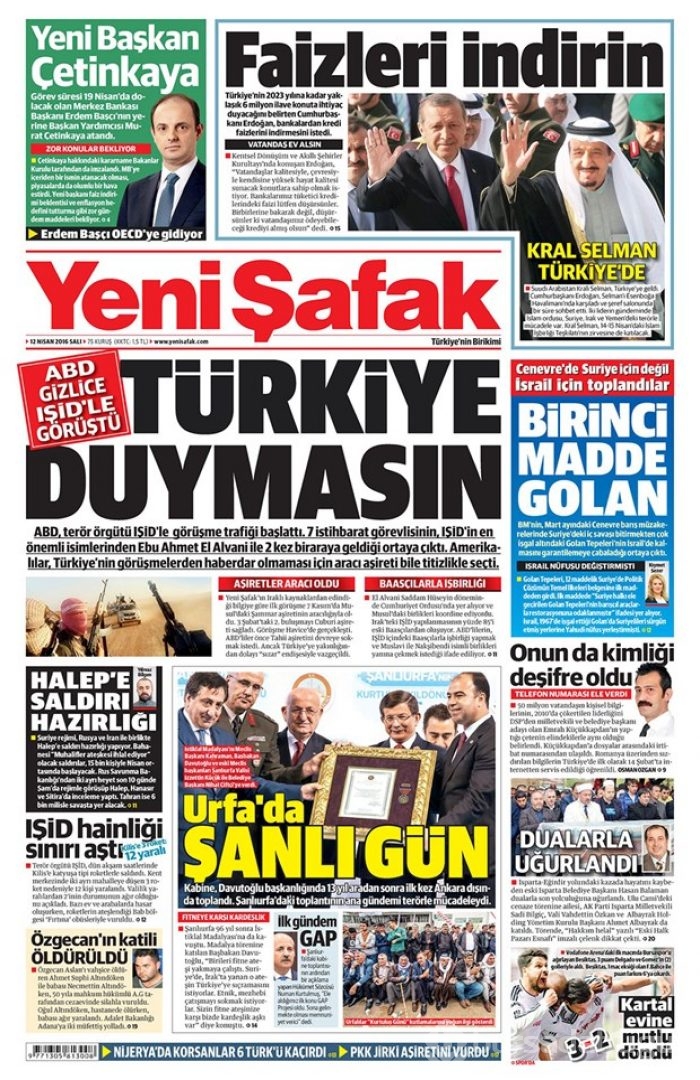 Günün gazete manşetleri - 12 Nisan 2016