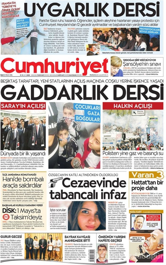 Günün gazete manşetleri - 12 Nisan 2016