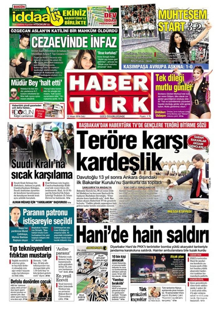 Günün gazete manşetleri - 12 Nisan 2016
