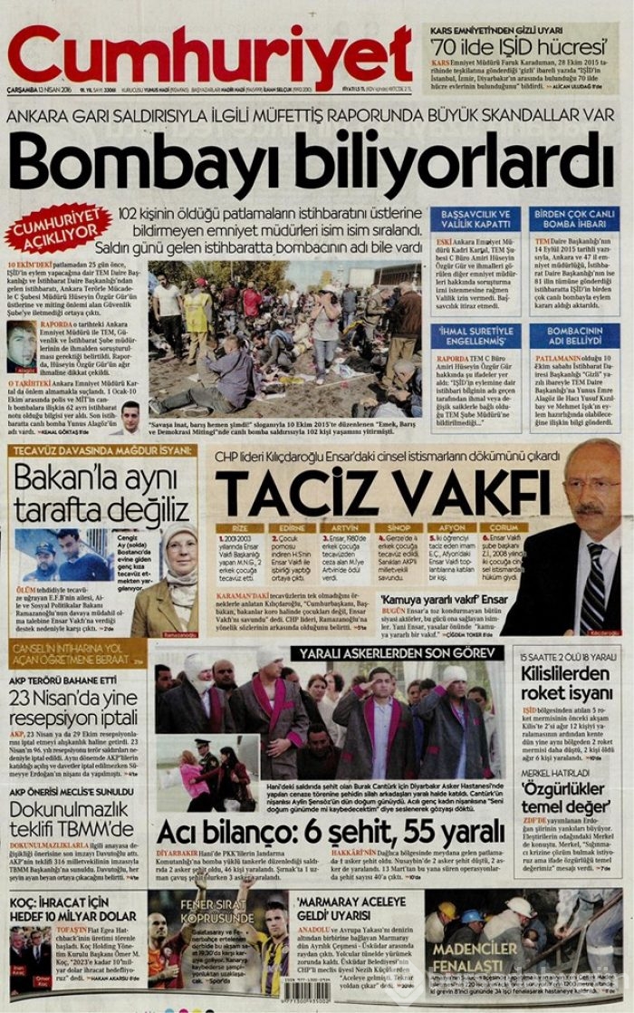 Günün gazete manşetleri - 13 Nisan 2016

