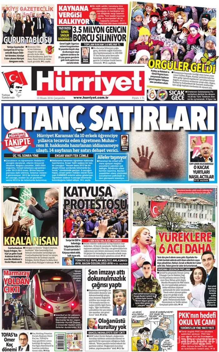 Günün gazete manşetleri - 13 Nisan 2016
