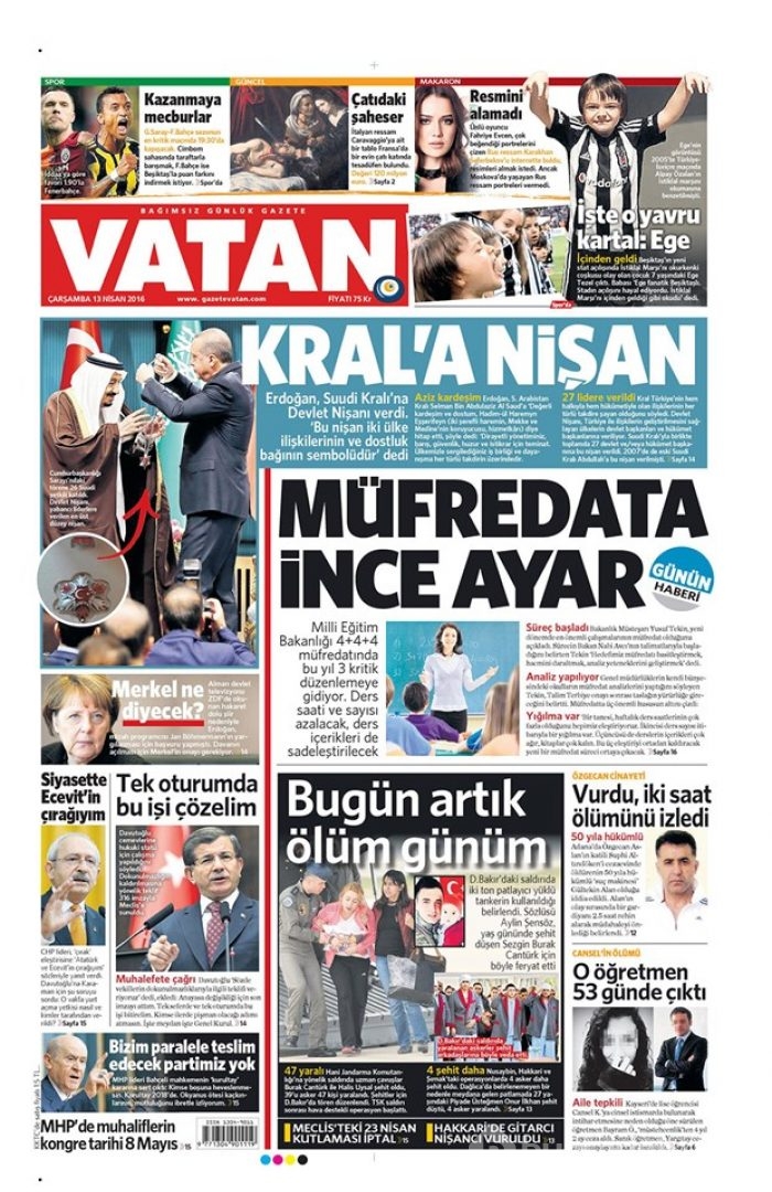 Günün gazete manşetleri - 13 Nisan 2016
